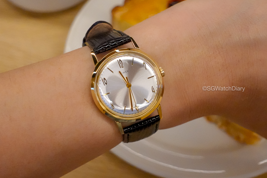 timex marlin 34mm gold